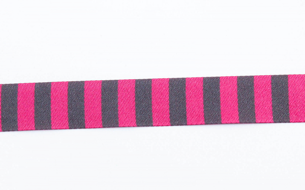 Webband Streifen pink/ grau (1 m)